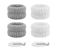 NyxSeat 2 paia di braccialetti con 2 forcine per capelli, braccialetti spa, braccialetti per lavaggio viso, assorbenti per il viso, adatti per ragazze per truccare e lavare il viso.