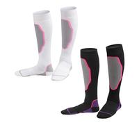 NyxSeat 2 Paia di Calze Termiche Lunghe da Donna per Sci e Ciclismo - In Peluche, Rosa, Bianco, Viola, Nero
