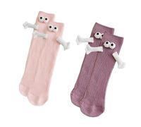 NyxSeat 2 paia di calzini magnetici a forma di cartone animato, calzini magnetici per tenere le mani, calzini per coppia, divertenti calzini 3D carini, adatti a coppie, bambini, ecc.