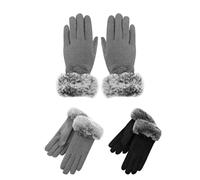 NyxSeat 2 paia di guanti da guida, guanti invernali caldi, in pile, per attività all'aria aperta, con dita intere, guanti antivento, guanti foderati in pile, guanti da donna (nero-grigio)
