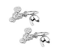 NyxSeat 2 pezzi metallo moto con portachiavi casco argento per zaini, chiavi e accessori per cellulare