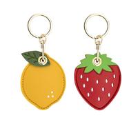 NyxSeat 2 Portachiavi in Pelle Con Frutti di Limone e Fragola, Mini Carino, Accessori Creativi Personalizzati, Custodia Protettiva per Chiavi, Giallo/Rosso