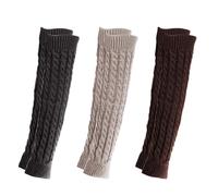 NyxSeat 3 paia di scaldamuscoli da donna, lavorati a maglia, caldi, scaldamuscoli invernali, caldi da donna, accessori alla moda per l'inverno all'aperto, argento, 42*8.5cm