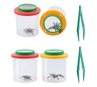 NyxSeat 4 contenitori per l'osservazione degli insetti e 2 set di pinzette, set di occhiali per l'osservazione degli insetti, per bambini, lente d'ingrandimento per l'esplorazione della natura,