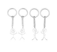 NyxSeat 4 portachiavi in 2 stili, portachiavi Stickman, portachiavi unici, regali divertenti per borse, chiavi, ciondoli fai da te, unisex (argento), argento, Taglia unica