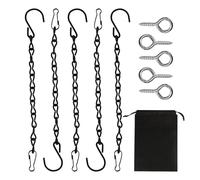 NyxSeat 5 catene in acciaio nero con 5 ganci a vite, 1 sacchetto nero in tessuto non tessuto, con gancio a S e moschettone, gancio per catena in metallo, catena per fiori
