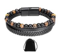 NyxSeat Bracciale con occhio di tigre, 1 pezzo, nero, giallo, 21 cm, chiusura magnetica, contemporanea, unisex, custodia per gioielli, feste, viaggi