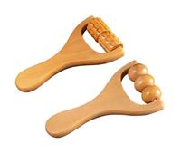 NyxSeat Massaggiatore manuale in legno, 2 pezzi, massaggiatore per la schiena, rullo per massaggio, rullo per cellulite, adatto per gambe, mani, vita