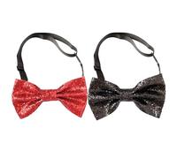 NyxSeat Papillon 2 Pezzi - Fiocco Regolabile, Natalizio, Cravatta Rossa da Uomo Con Paillettes, Elastico