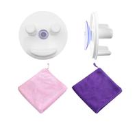 NyxSeat Porta spugna bianca in 2 pezzi con 2 piccoli asciugamani quadrati, supporto in spugna resistente, supporto in spugna a ventosa per il lavello della cucina (senza spugne)