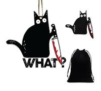 NyxSeat Portachiavi gatto nero con spilla, sacchetto portaoggetti, ciondolo creativo in metallo, taglia unica, Nero , Taglia unica