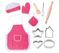 NyxSeat Set di 11 grembiuli da cucina per bambini a partire dai tre anni (rosa rosso)