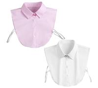 NyxSeat Set di 2 colletti da donna rimovibili, mezza camicia, colletto finto alla moda, colletto rimovibile, disponibile in bianco e rosa, bianco, rosa, Taglia unica