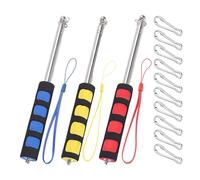 NyxSeat Set di 3 aste telescopiche portatili, con 10 clip per asta per bandiera, per interni ed esterni, pieghevole, regolabile