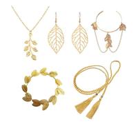 NyxSeat Set di 5 accessori per costumi greci, tra cui fascia, orecchini, nappe per cintura, bracciali, collane da donna