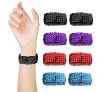 NyxSeat Set di 8 bracciali con paillettes a quattro colori con paillettes, polsini con paillettes, bracciale da donna per feste e spettacoli sul palcoscenico, Nero, Rosso, Viola, Celeste, 4.5cm