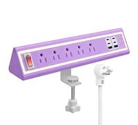 NYYTGE - Ciabatta con morsetto per computer con luce notturna, ricarica rapida da 40 W, prolunga da 1,8 m, 4 porte USB-C da 20 W e 2 porte USB, 5 prese AC, si adatta al bordo di