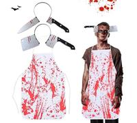 NYZQIW Costume Halloween Uomo Donna Horror Macellaio Costumi Vestito Adulto Coltello Grembiule da Macellaio di Halloween per Festa di Halloween
