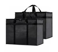 NZ home, sacchetti per la spesa XL isolati e riutilizzabili, con cerniera robusta, pieghevoli, lavabili, resistenti, verticali con fondo completamente rinforzato e maniglie (2 pezzi, colore: nero).