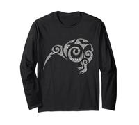 NZ Kiwi Maori Word Art Aotearoa Tribal Bird Icona Nuova Zelanda Maglia a Manica