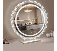 NZBZTUKUWP Specchio da Trucco A Girasole con Luce, Specchio A LED Rotante A 360°, Specchio HD da Tavolo, Specchio HD, Aurora Boreale Regolabile A 3 velocità(53cm)