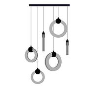 NZDY Lampadario a Goccia Di Pioia con Anello a 16 Luci, Moderna Lampada a Sospensione in Cristallo K9 a Led Bianco Caldo 250 cm Luce Di Soffitto Regolabile in Altezza Lampadario da Incasso per Scala