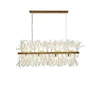NZDY Lampadario Rettangolare Fuochi D'Artificio Luce a Led Industriale Ferro Cristallo Illuminazione a Sospensione Lampada da Soffitto a Sospensione Regolabile per Soiorno Sala da Pranzo,D'Oro,12 Luc