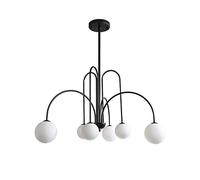 NZDY Lampadario Sputnik a 6 luci Lampadario moderno nordico Lampadario di metà secolo Lampadario industriale in ferro per sala da pranzo Soiorno,Nero,100x85 cm (39x33 pollici)
