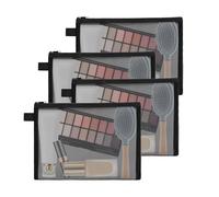 Nzexlyva 4 trousse per trucchi, piccole borse nere per cosmetici con cerniera, sacchetti organizer per cosmetici, articoli da toeletta, borse a rete, sacchetti da viaggio per cosmetici e articoli da