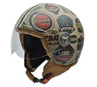 NZI 050004G591 Zeta Casco Moto, Multicolore (Etichette Retro), 54 (XXS)