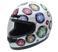 NZI Class Jr Graphics Scribble Casco da Moto, Sfondo Bianco e cerchi colorati, 57