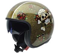 NZI Graphics Casco da Moto, Sfondo Dorato e Cranio, 60-61
