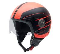 NZI Vintage II Casco Moto, Sfondo Rosa Fluorescente e Designo Nero (Light), 58 (L)