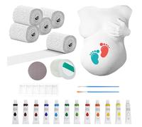 Nzkeuf Kit Calco Pancia Gravidanza, Calco Gesso Per Pancione in Dolce Attesa, Set Bande Gessate Pennelli e 12 Colori Acrilici e Molto Altro Ancora Incluse, Regali Per la Gravidanza, Souvenir