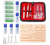 Nzkeuf Kit di Sutura Chirurgica, Kit Sutura Chirurgica per Studenti, Include un Pad per Suture Aggiornato con 14 Ferite Pre-Tagliate, Regalo per Studenti di Medicina, Veterinari e Dentisti