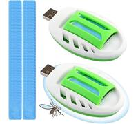 Nzkeuf Portatile Repellente per Insetti, 2 Pezzi USB Repellente per Zanzare con 120 Pezzi Piastrine Antizanzare, Mosquito Killer Repeller Elettrico per zanzare Sicurezza Portatile