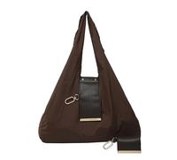 NZLTQO Borsa tote portachiavi, grande capacità, leggera, pieghevole, impermeabile, borsa per la spesa con portachiavi, mini borsa per l'uso quotidiano, Marrone, 39x28x7cm/15.35x11x2.75in
