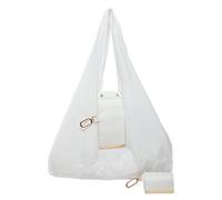 NZLTQO Borsa tote portachiavi, grande capacità, leggera, pieghevole, impermeabile, borsa per la spesa con portachiavi, mini borsa per l'uso quotidiano, bianco, 39x28x7cm/15.35x11x2.75in