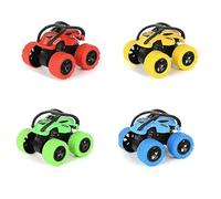 Nzoike Monster Truck Giocattolo, Set di 4 Auto Fuoristrada con Rotazione 360°, Camion Inerziale con Molle Resistenti, 9 x 8,5 x 7 cm