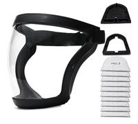 Nzoike Visiera Protettiva per Viso Intero, Trasparente, Riutilizzabile, Anti-Appannamento, con Cinturino Regolabile e 10 Filtri PM2.5