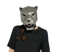 NZPOST Maschera di carta 3D pre-tagliata, leopardo giaguaro, animale, Halloween, cosplay, fai da te, carta artigianale modello maschera natalizia (grigio)