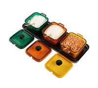NZPOST Portaspezie trasparenti Set portaspezie da cucina, cucchiaio con coperchio e vassoio, zuccheriera per spezie