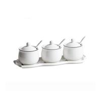 NZPOST Set di barattoli in Ceramica per Sale e Pepe, Porta spezie, ampolla, Cucchiaio, Contenitore per spezie, Zucchero, Utensili da Cucina