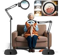 NZQXJXZ 10X 30X Lente Ingrandimento con Luce e Supporto, 2 in 1 Lampada d'Ingrandimento da Pavimento Dimmerabile a 72 LED, Lente di Ingrandimento per Lettura, Lavori Ravvicinati, Hobby