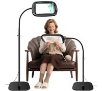NZQXJXZ 10X 30X Lente Ingrandimento con Luce e Supporto, 2 in 1 Lampada d'Ingrandimento da Pavimento Dimmerabile a 60 LED, Lente di Ingrandimento per Lettura, Lavori Ravvicinati, Hobby