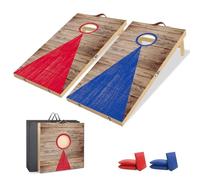 NZQXJXZ Set da Gioco per Cornhole, 60x40cm Tavole per Fori per Mais Premium in Legno Massello con 6 Sacchi di Fagioli e una Borsa per il Trasporto, Set da Gioco per Lancio di Mais per Bambini e Adulti