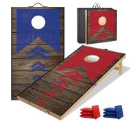 NZQXJXZ Set da gioco pieghevole per cornhole da esterni, con pouf e borsa per il trasporto, per cortile, prato, spiaggia, set da gioco 2 in 1 per campeggio all'aperto