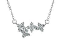 NZVCQVPU 14K Chain Necklace Women, Charm Choker Dainty Necklaces Shiny Classic Star with Round Lab Diamond Pendant Necklace for Women White