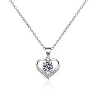 NZVCQVPU 14K Necklaces for Women, Charm Choker Dainty Necklaces Classic Hollow Heart with 1ct Round Lab Diamond Chain Necklace for Women White