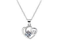NZVCQVPU 14K Necklaces for Women, Charm Choker Dainty Necklaces Love Heart with Round Lab Diamond Chain Necklace for Women White